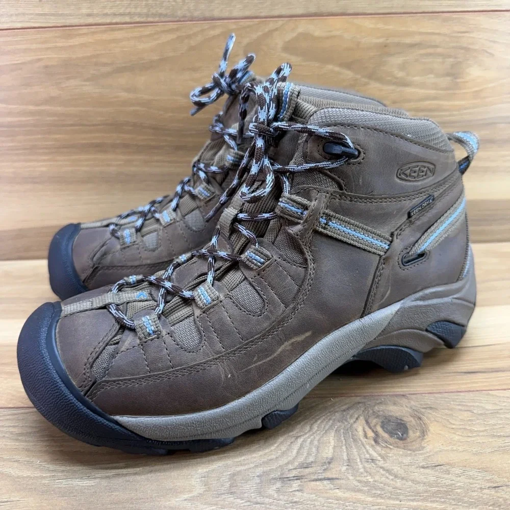 KEEN Targhee II Dry Mid Boots Womens 10 Brown Leather Waterproof Hiking Outdoor